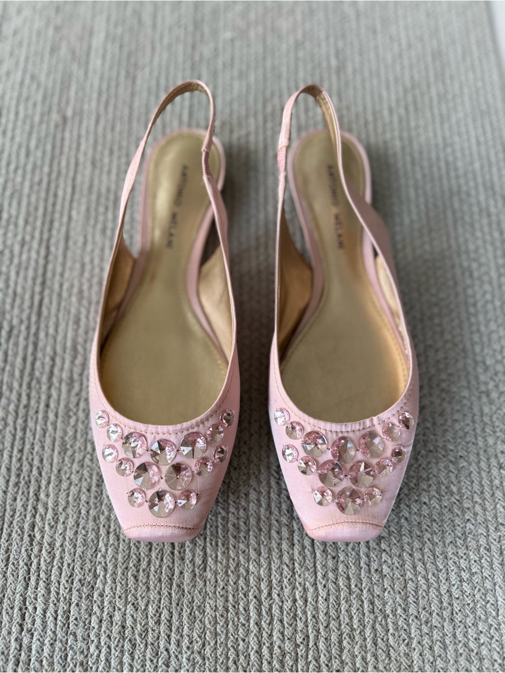 ANTONIO MELANI Pink Crystal Embellished Slingback Ballet Flats Sz 9.5